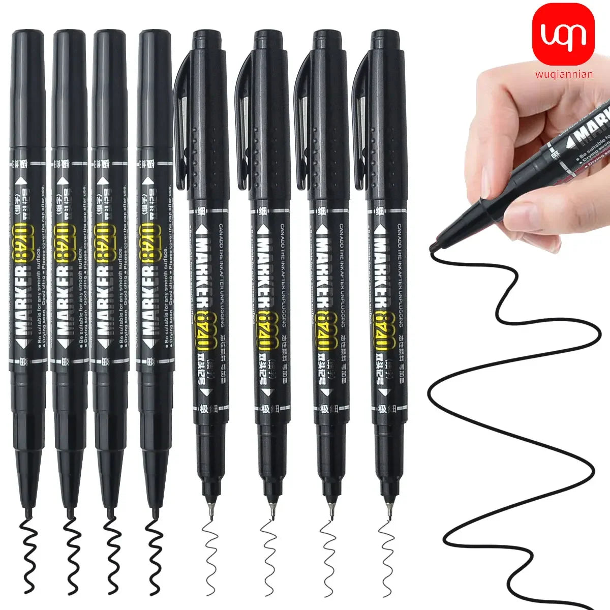 Buy The Best By Artsulli - Art is Long Life Short - WQN-5/1pcs Double Tip Permanent artMarker Pen Fine Waterproof Oily Black/Red/Blue Ink