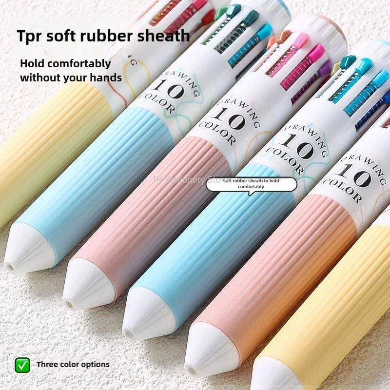 Buy The Best By Artsulli - Art is Long Life Short - Languo 120/10 Color Ballpoint Pen Cartoon 0.8mm Soft Grip Press Multicolor Writing