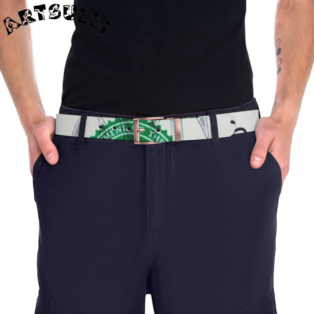 C4 Money Collage Custom Belt, Artsulli - Art is Long, Life is Short, Accessories, , , , , , , 