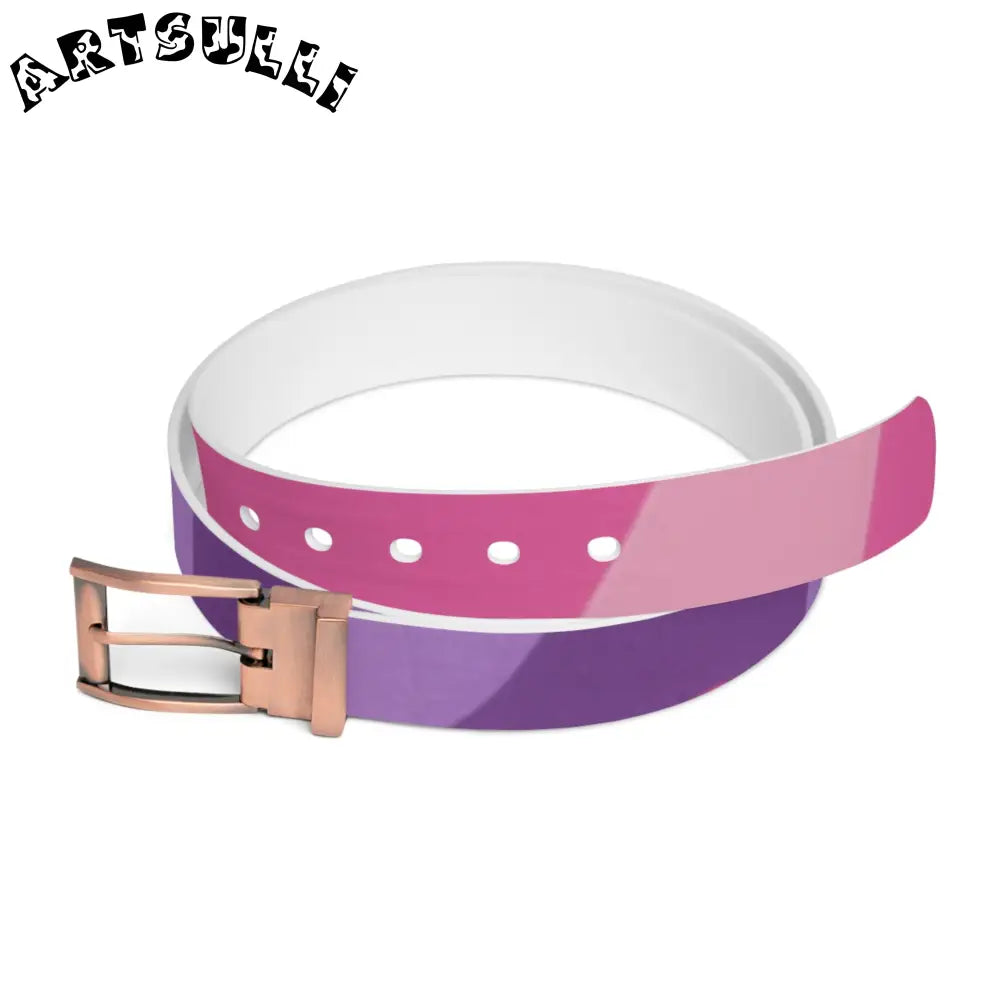 C4 Pink and Purple Striped Belt, Artsulli - Art is Long, Life is Short, Accessories, Material, Bronze Metal, Size, 50'', , , 11099346079580360612