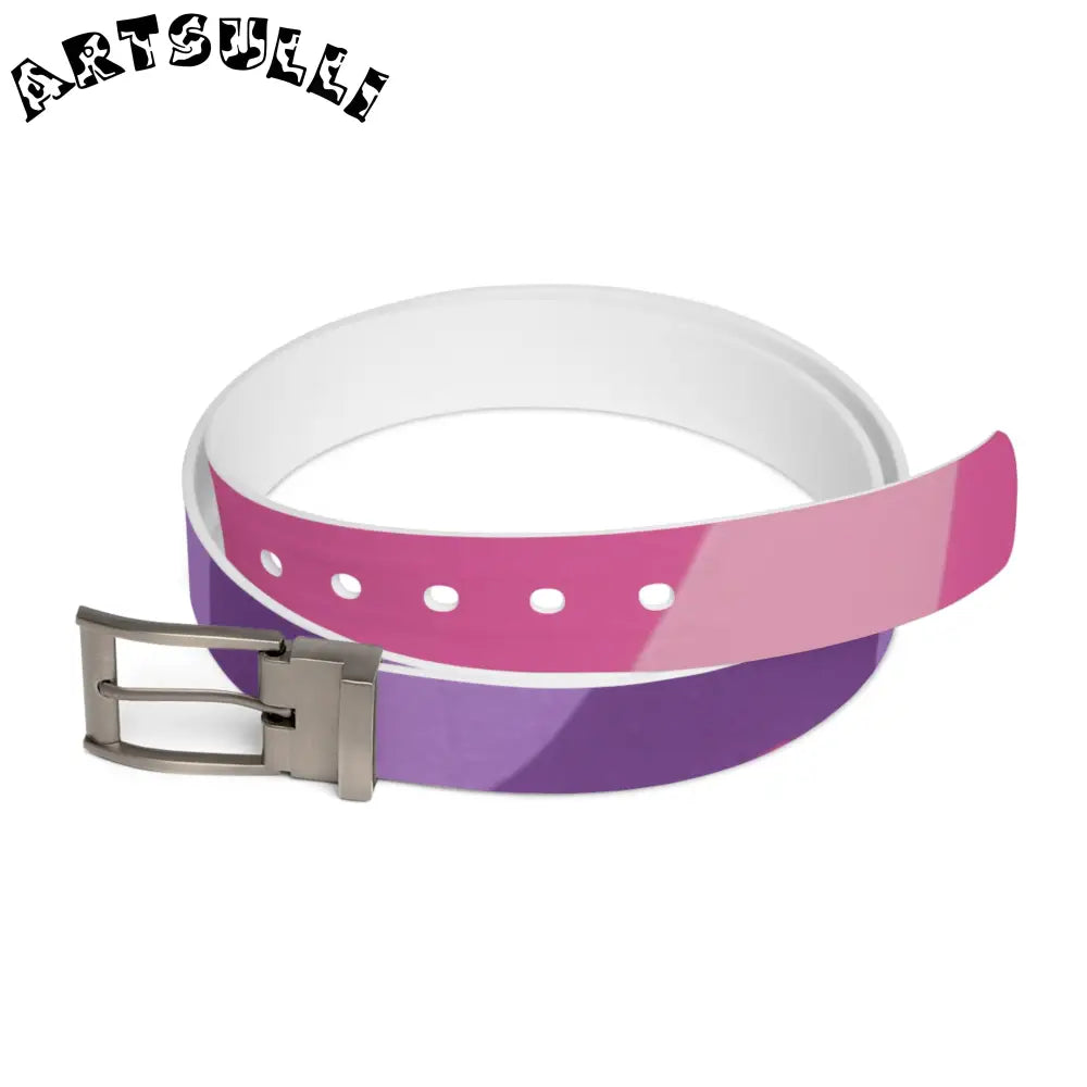 C4 Pink and Purple Striped Belt, Artsulli - Art is Long, Life is Short, Accessories, Material, Gun Metal, Size, 50'', , , 13376354957439128995