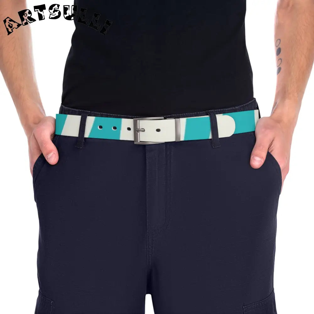 C4 Turquoise and White Water Resistant Custom Belt, Artsulli - Art is Long, Life is Short, Accessories, , , , , , , 