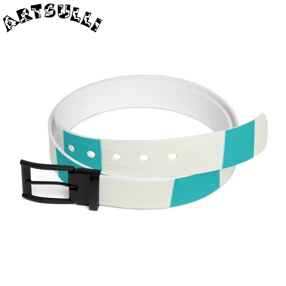 C4 Turquoise and White Water Resistant Custom Belt, Artsulli - Art is Long, Life is Short, Accessories, Material, Black Metal, Size, 50'', , , 72905126019820
