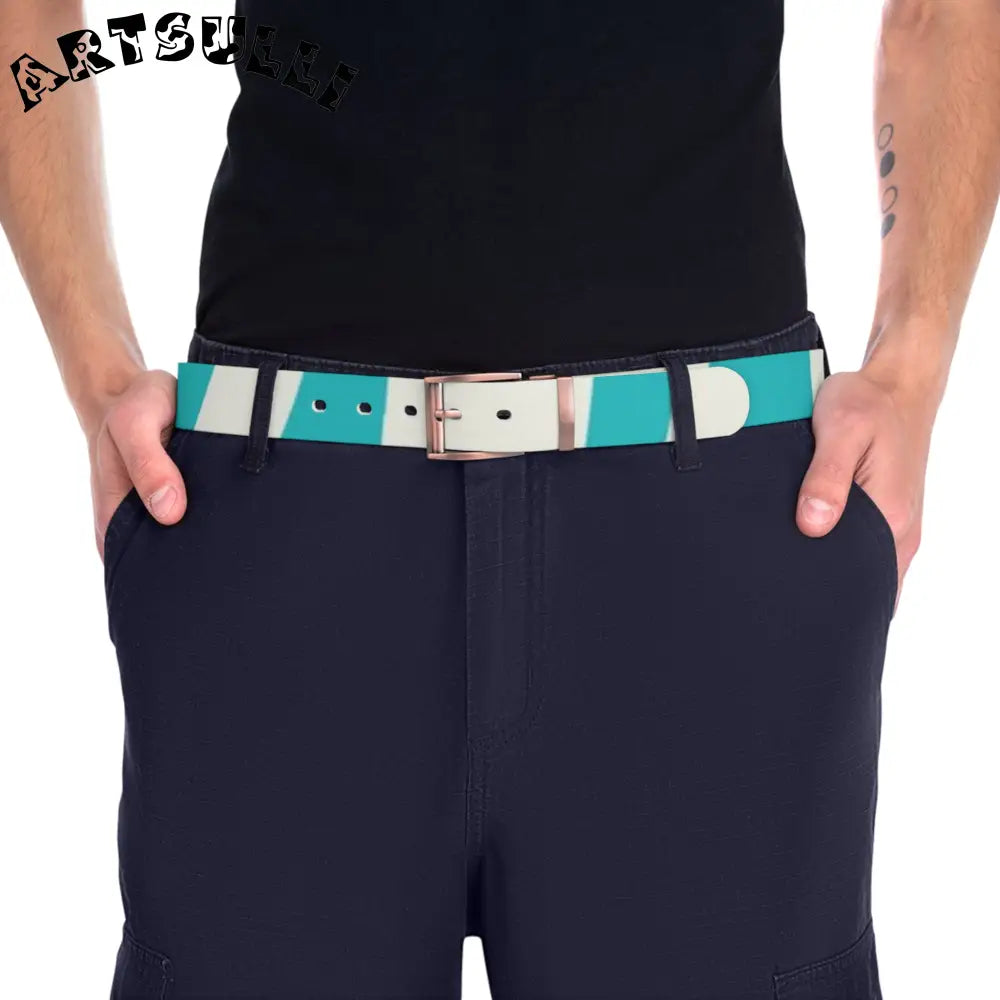 C4 Turquoise and White Water Resistant Custom Belt, Artsulli - Art is Long, Life is Short, Accessories, , , , , , , 