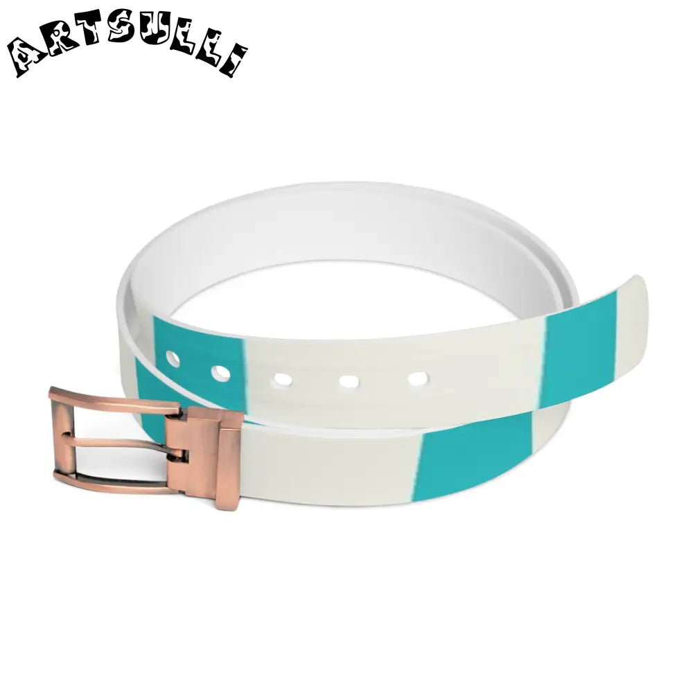C4 Turquoise and White Water Resistant Custom Belt, Artsulli - Art is Long, Life is Short, Accessories, Material, Bronze Metal, Size, 50'', , , 72895293308663