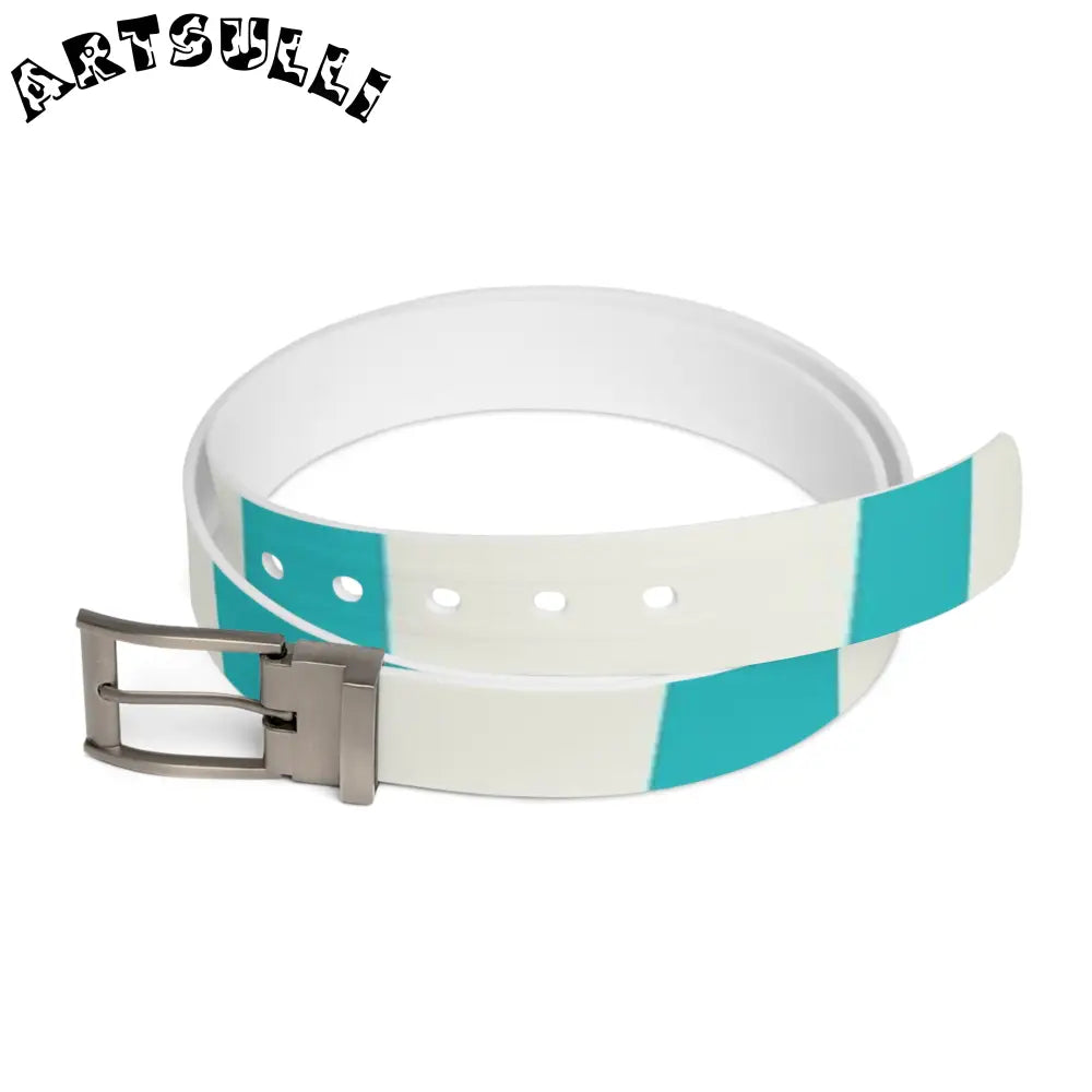 C4 Turquoise and White Water Resistant Custom Belt, Artsulli - Art is Long, Life is Short, Accessories, Material, Gun Metal, Size, 50'', , , 72880739050906