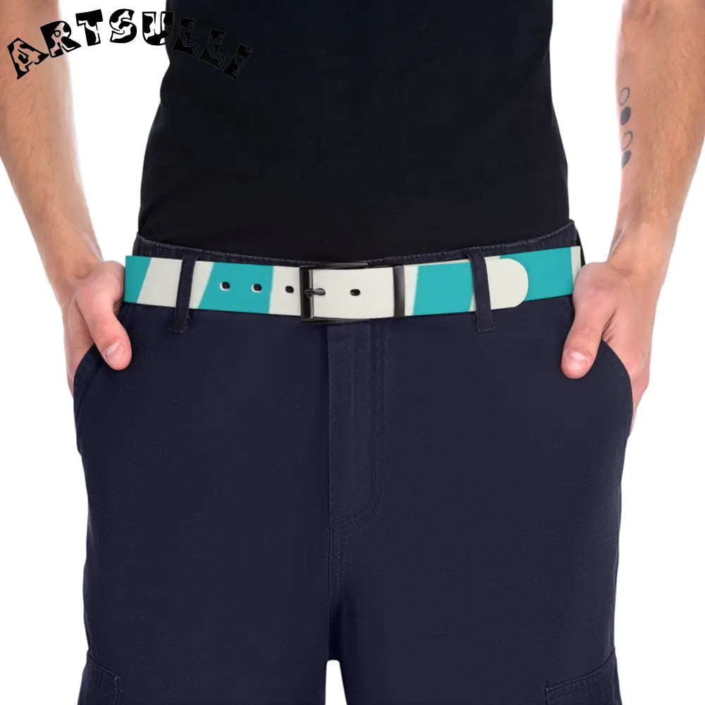 C4 Turquoise and White Water Resistant Custom Belt, Artsulli - Art is Long, Life is Short, Accessories, , , , , , , 