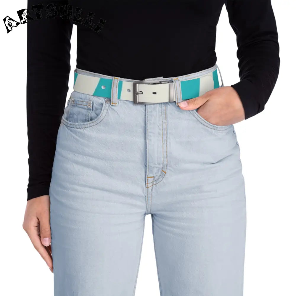 C4 Turquoise and White Water Resistant Custom Belt, Artsulli - Art is Long, Life is Short, Accessories, , , , , , , 