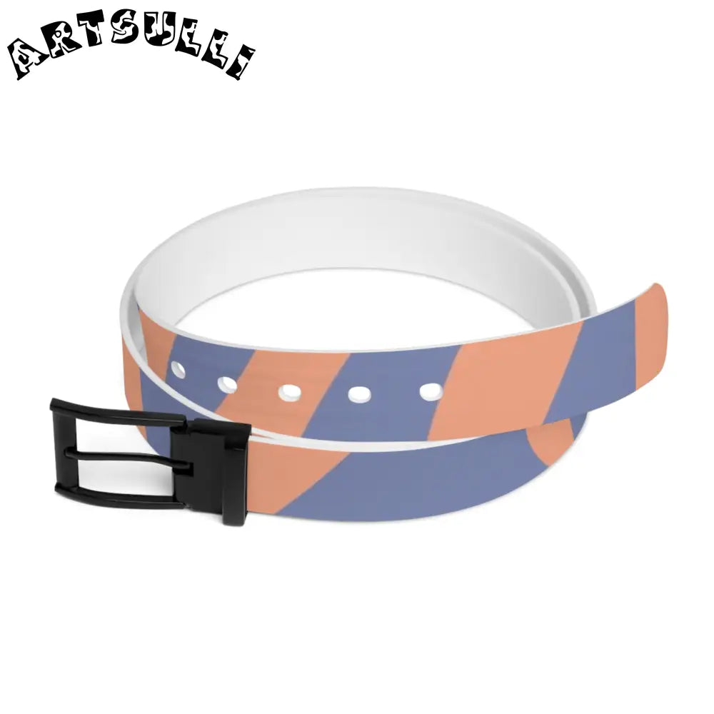 C4 White Peach & Periwinkle Custom Belt, Artsulli - Art is Long, Life is Short, Accessories, Material, Black Metal, Size, 50'', , , 31042390278593630593