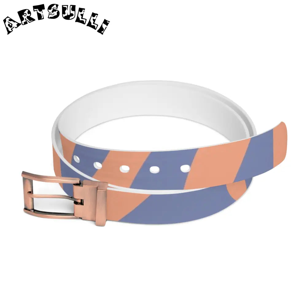 C4 White Peach & Periwinkle Custom Belt, Artsulli - Art is Long, Life is Short, Accessories, Material, Bronze Metal, Size, 50'', , , 20923316597823201692