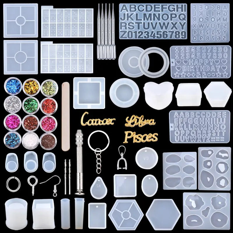 Silicone Resin Molds Kit Epoxy Resin Casting Molds Set Keychain Silicone Moule For Earring Jewelry Making DIY Craft Art Supplies