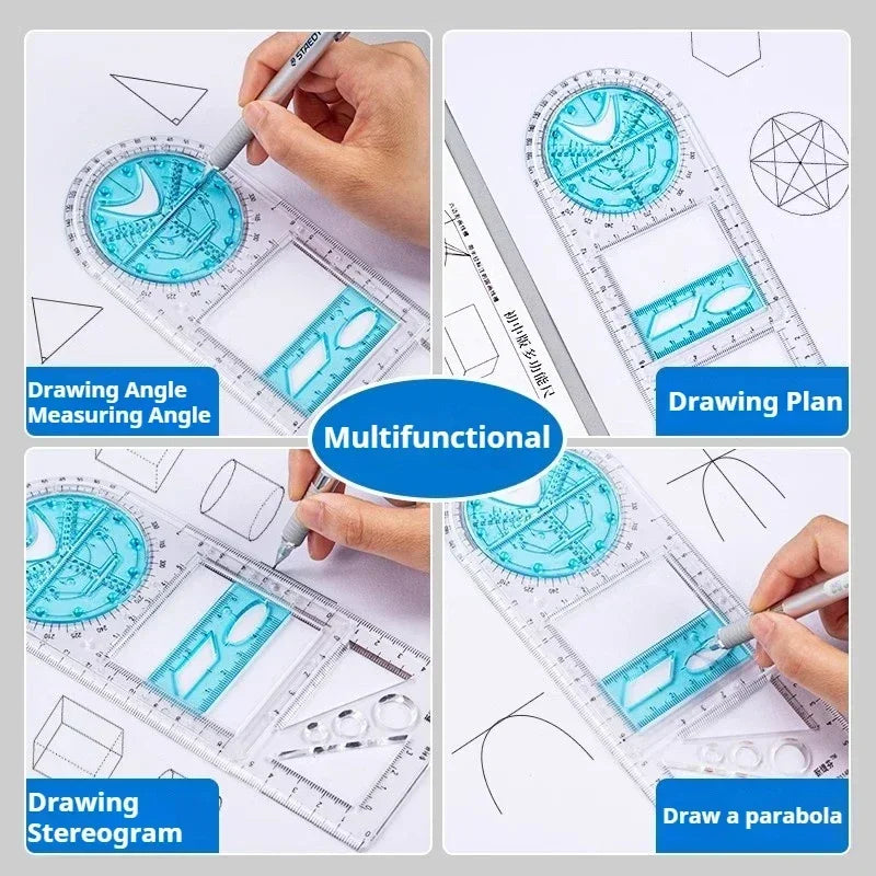 Buy The Best By Artsulli - Art is Long Life Short - Multifunctional Geometric Function Ruler Set Mathematics Drawing Template Measuring