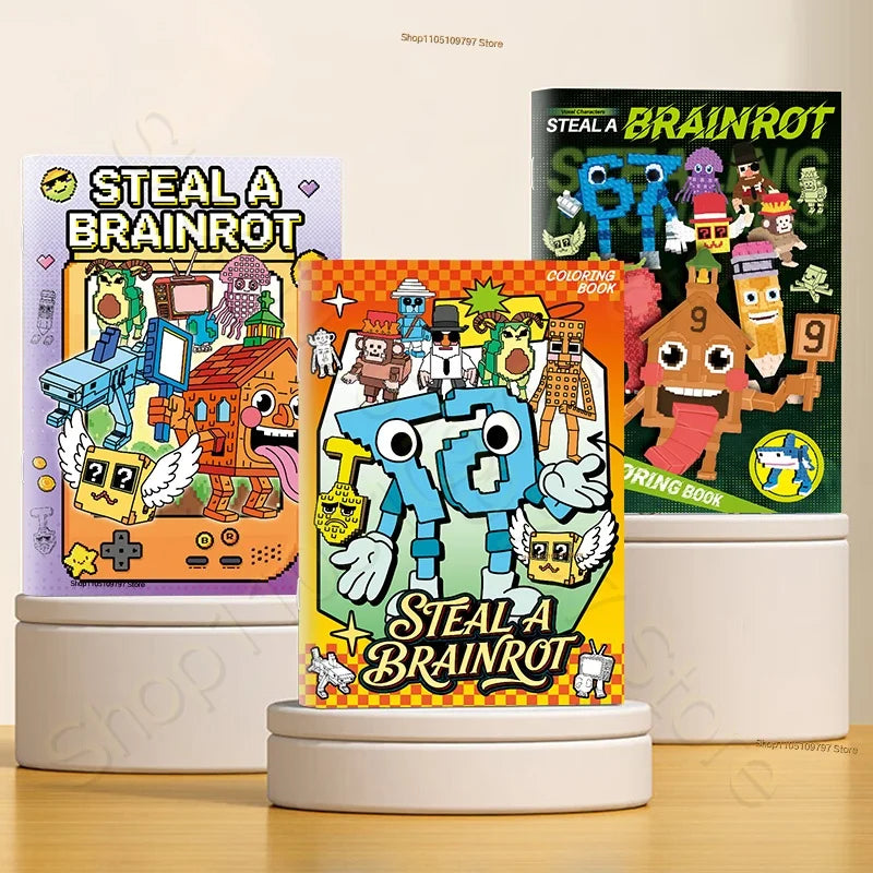 Steal A Brainrot Coloring Books Sketchbook School Colors Painting Art Supplies 67 House 9 Job Drawing Books Gifts Set Girl Toys