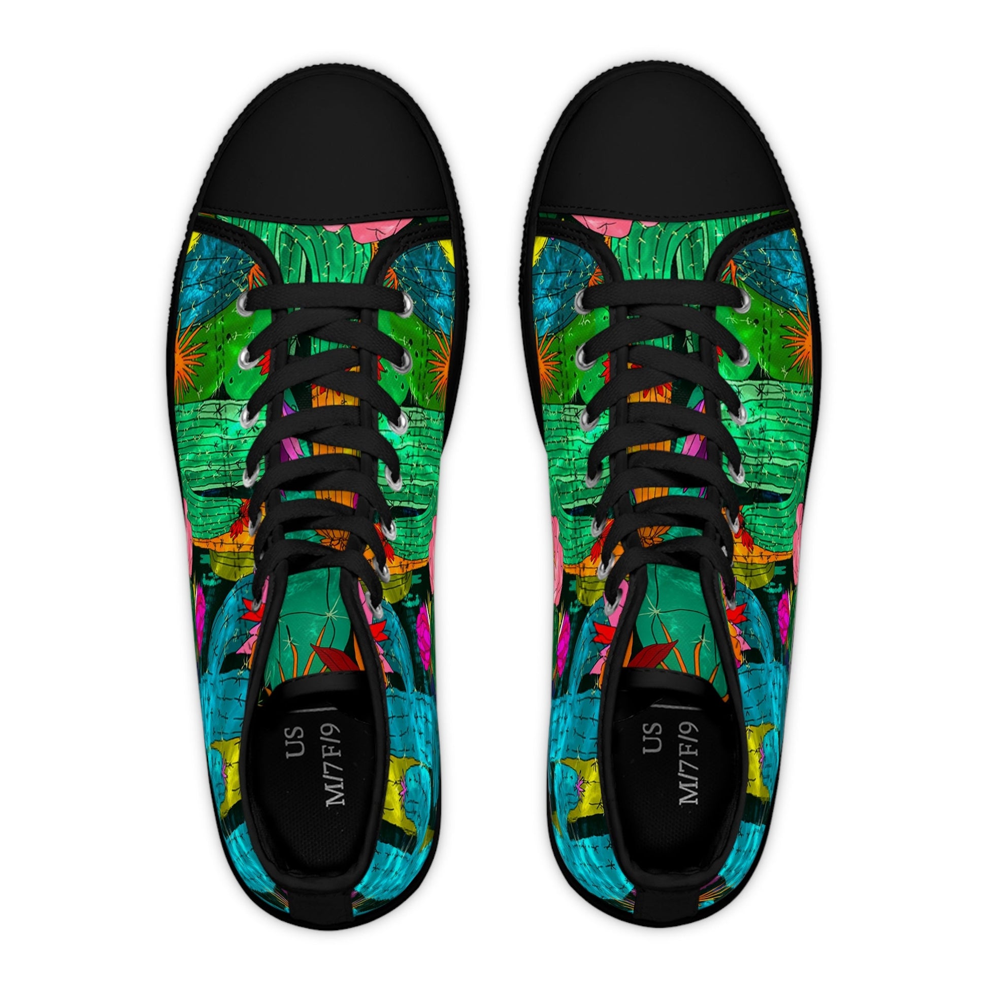 Cactus Floral Canvas High Top Sneakers, Artsulli - Art is Long, Life is Short, Shoes, , , , , , , 
