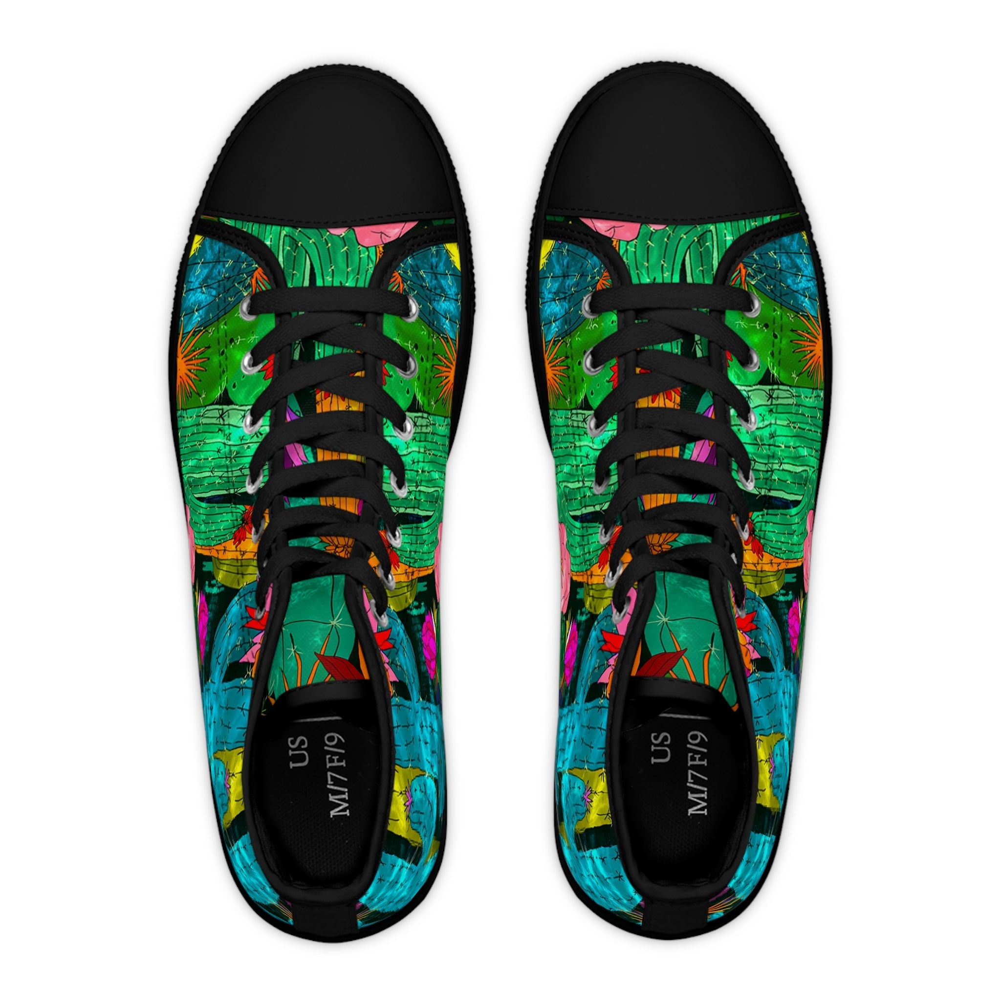 Cactus Floral Canvas High Top Sneakers, Artsulli - Art is Long, Life is Short, Shoes, , , , , , , 