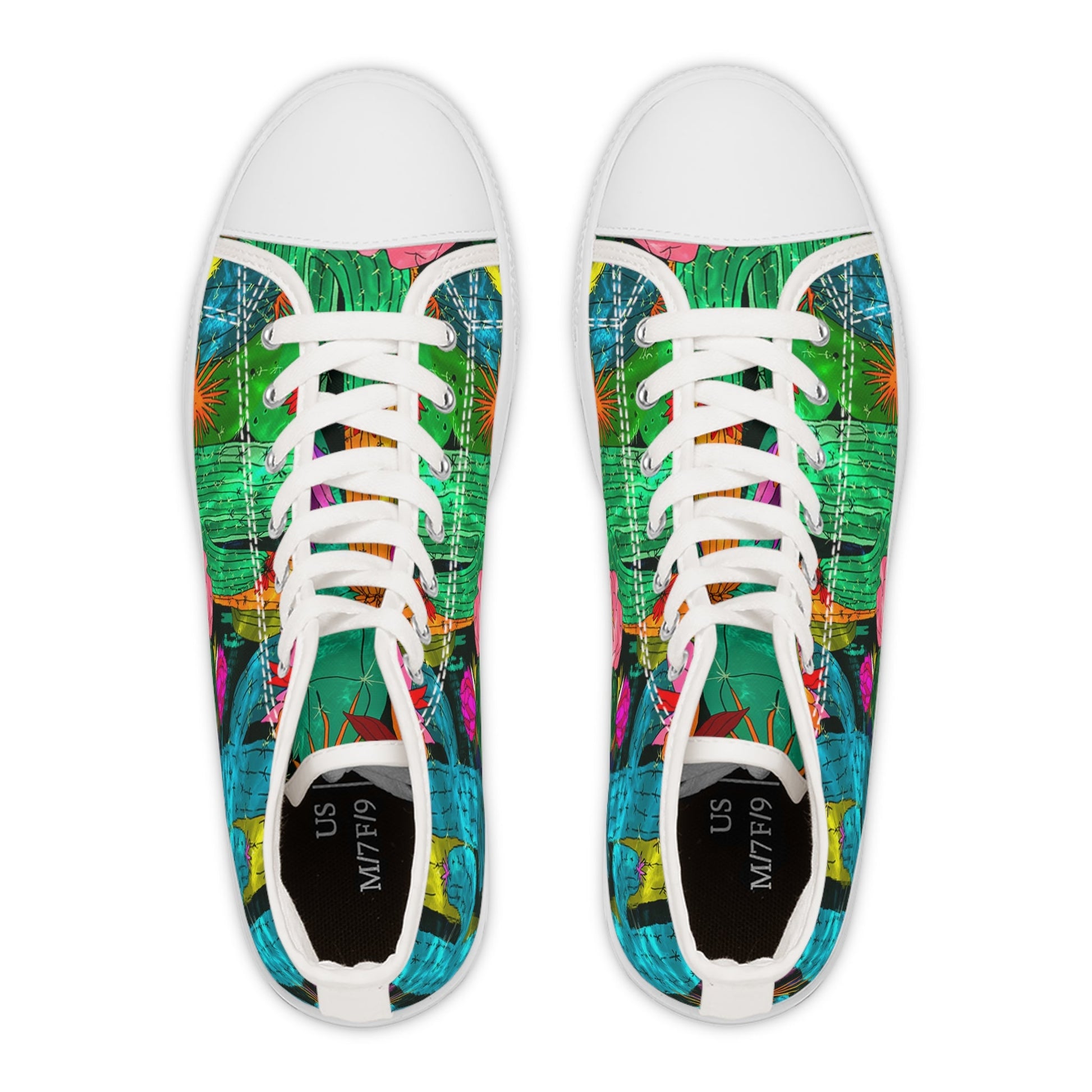 Cactus Floral Canvas High Top Sneakers, Artsulli - Art is Long, Life is Short, Shoes, , , , , , , 