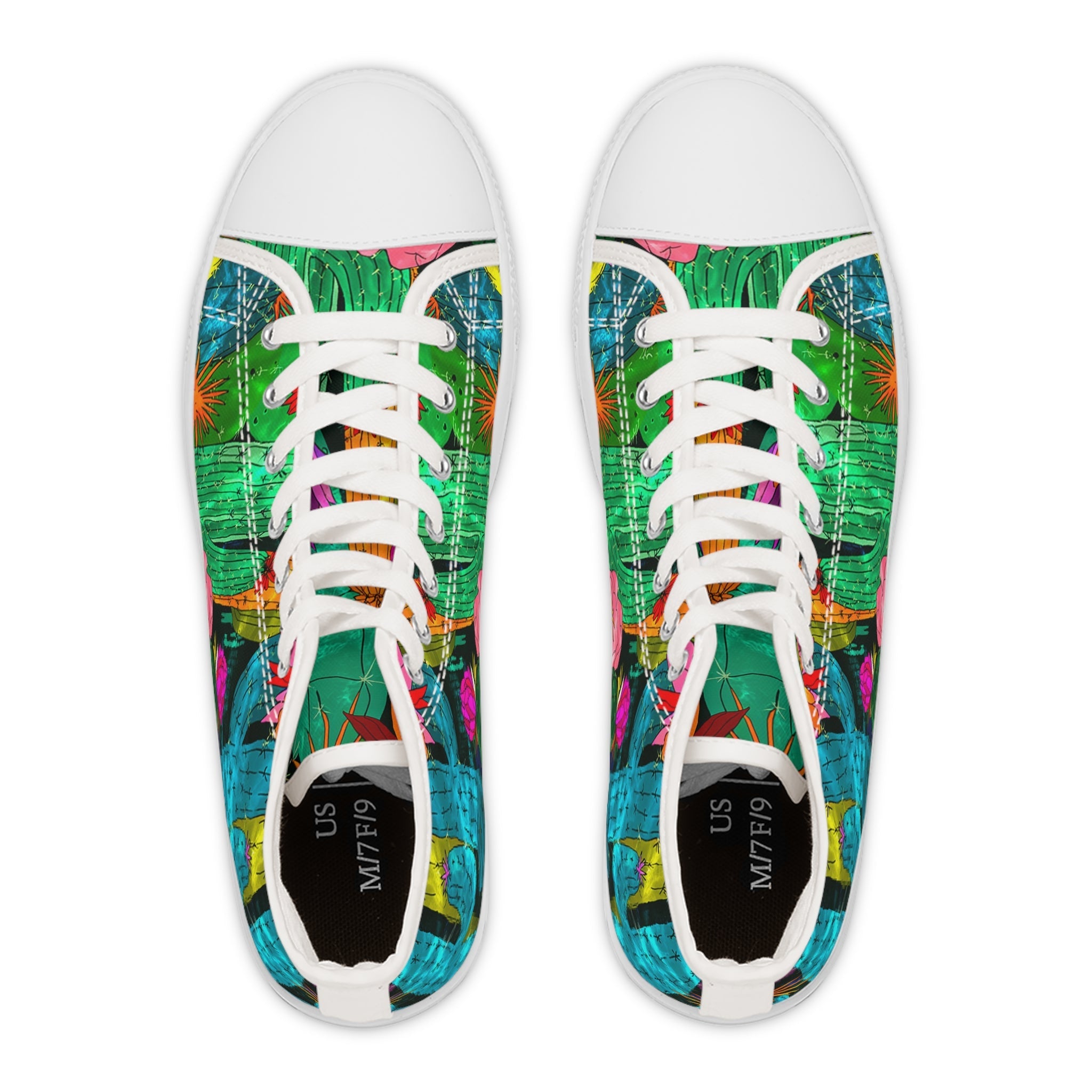 Cactus Floral Canvas High Top Sneakers, Artsulli - Art is Long, Life is Short, Shoes, , , , , , , 