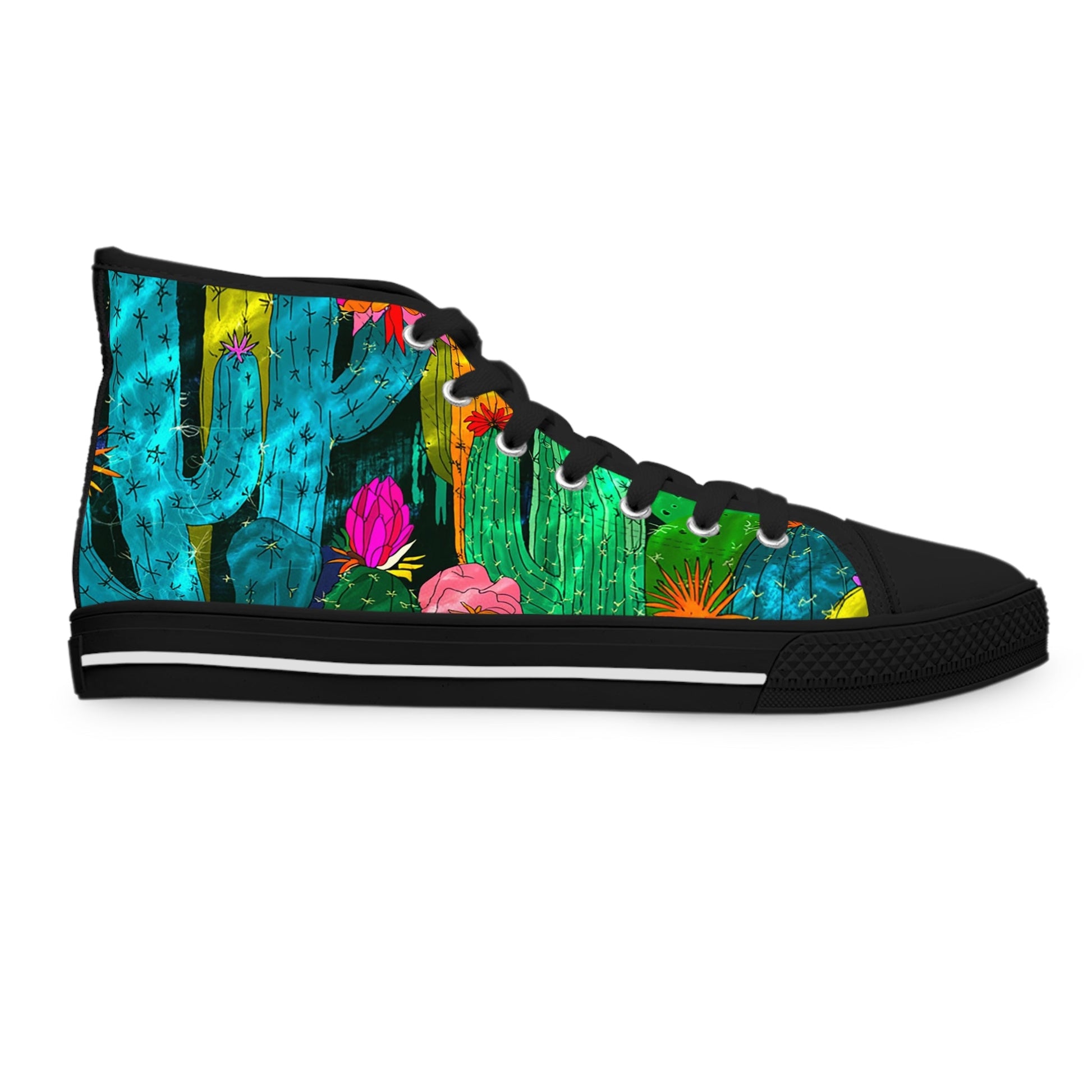 Cactus Floral Canvas High Top Sneakers, Artsulli - Art is Long, Life is Short, Shoes, , , , , , , 
