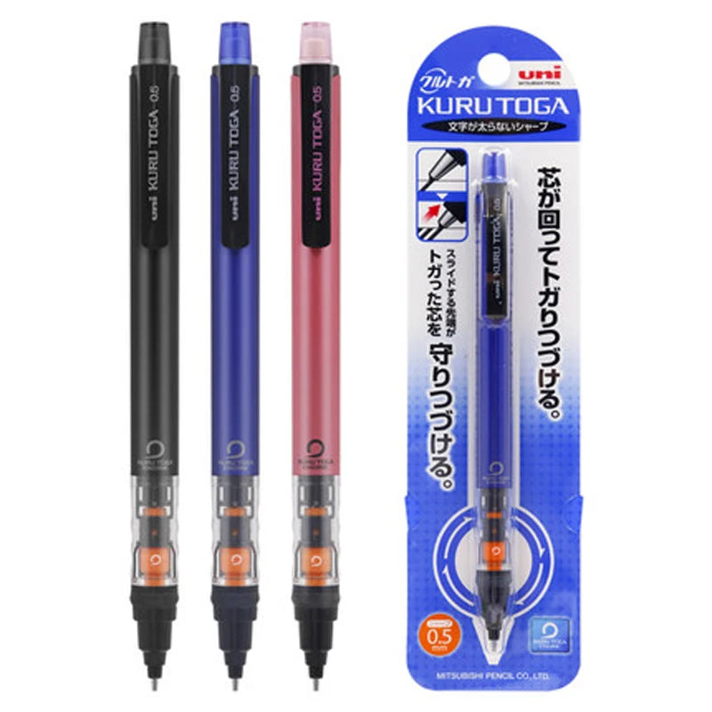 UNI Kuru Toga Mechanical Pencil M5-452 Drawing Pencil 0.5mm Low Center of Gravity Automatic Rotation School Supplies Stationery