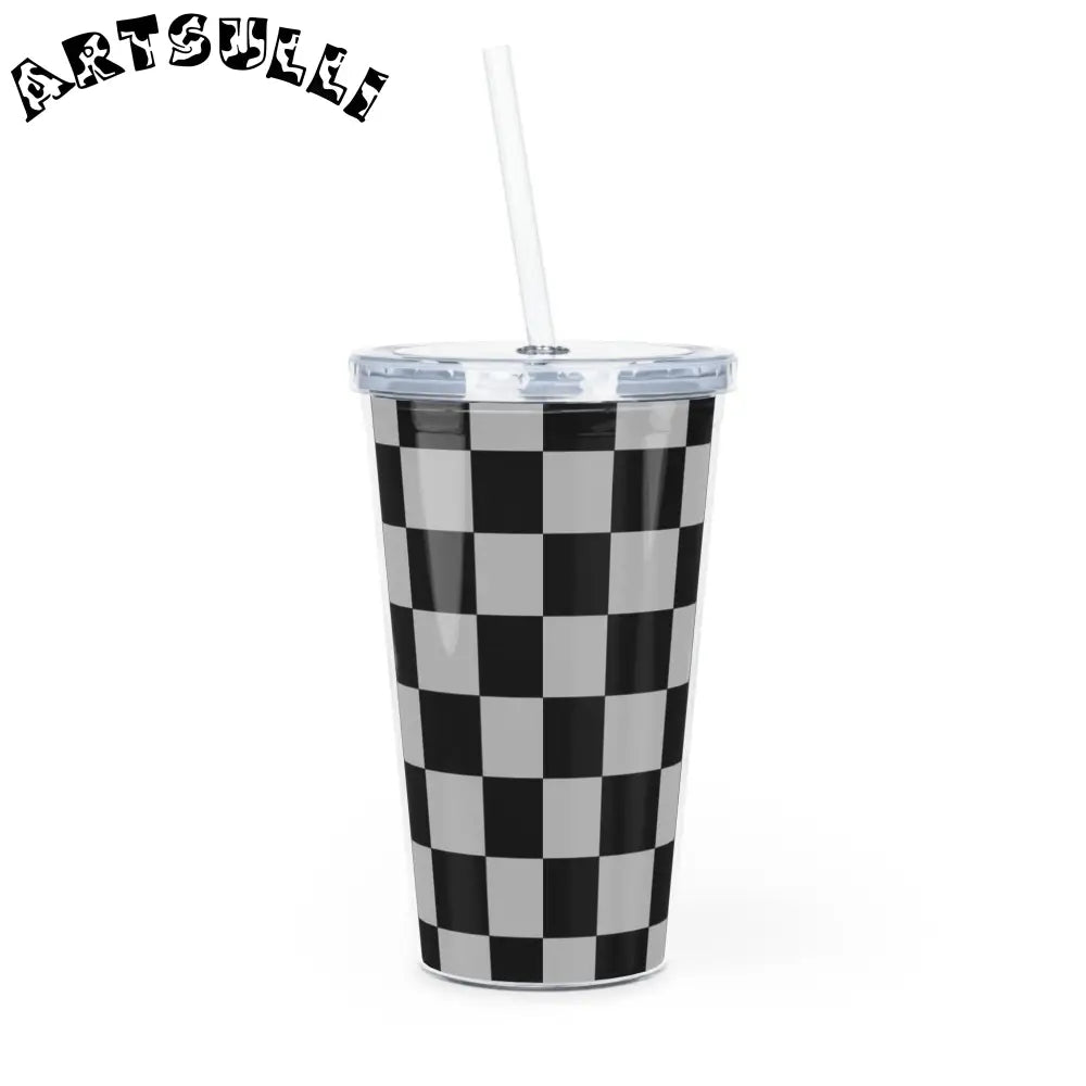 Checkerboard 20oz Plastic Tumbler, Artsulli - Art is Long, Life is Short, Mug, , , , , , , 