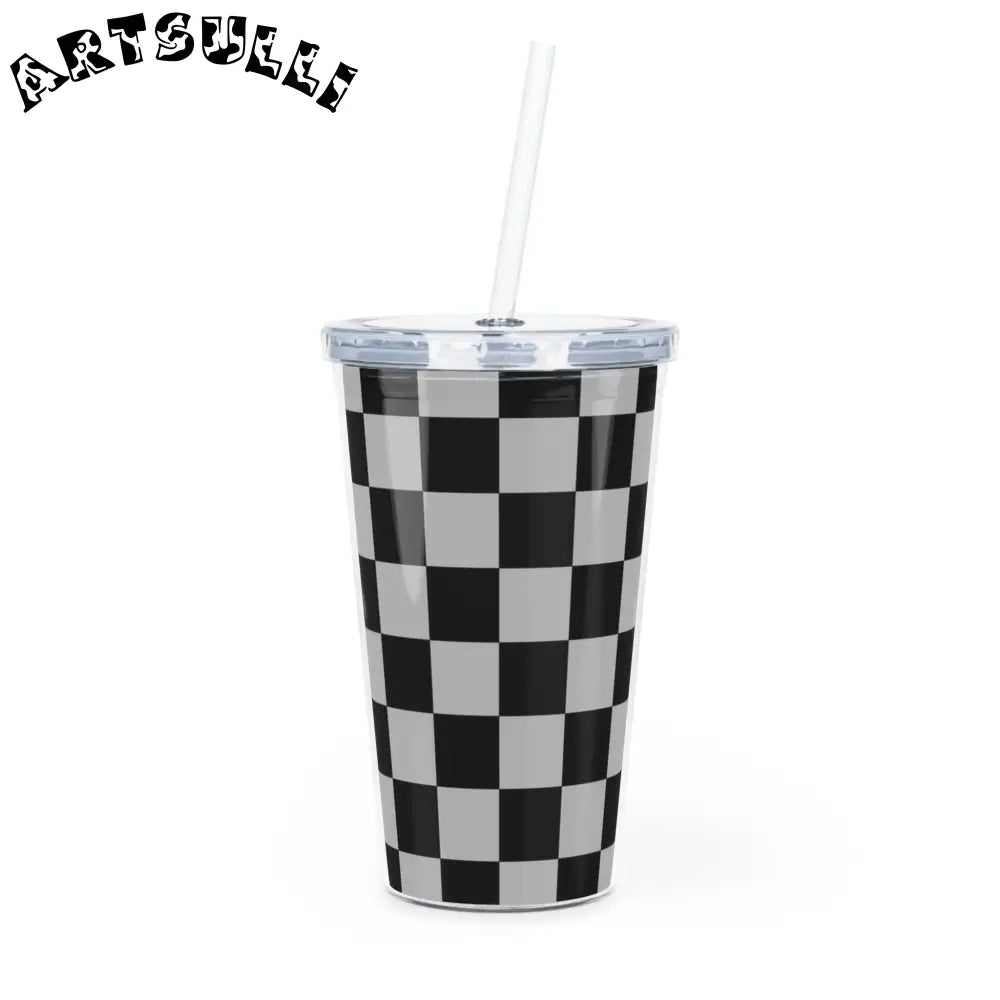 Checkerboard 20oz Plastic Tumbler, Artsulli - Art is Long, Life is Short, Mug, Size, 20oz, Color, Transparent, , , 25458348949880073124