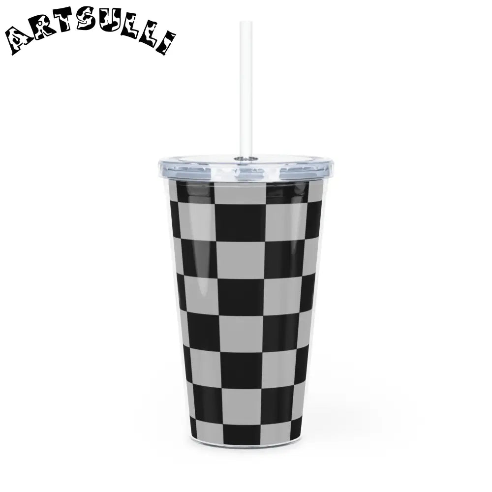 Checkerboard 20oz Plastic Tumbler, Artsulli - Art is Long, Life is Short, Mug, , , , , , , 