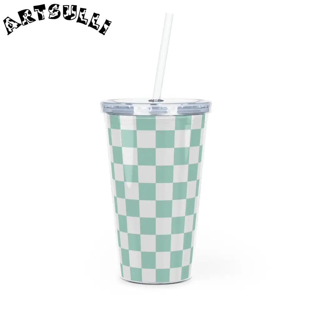 Checkerboard Artistic Work Plastic Tumbler, Artsulli - Art is Long, Life is Short, Mug, Size, 20oz, Color, Transparent, , , 18472226767650929747