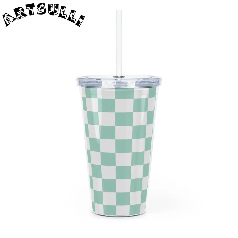 Checkerboard Artistic Work Plastic Tumbler, Artsulli - Art is Long, Life is Short, Mug, , , , , , , 