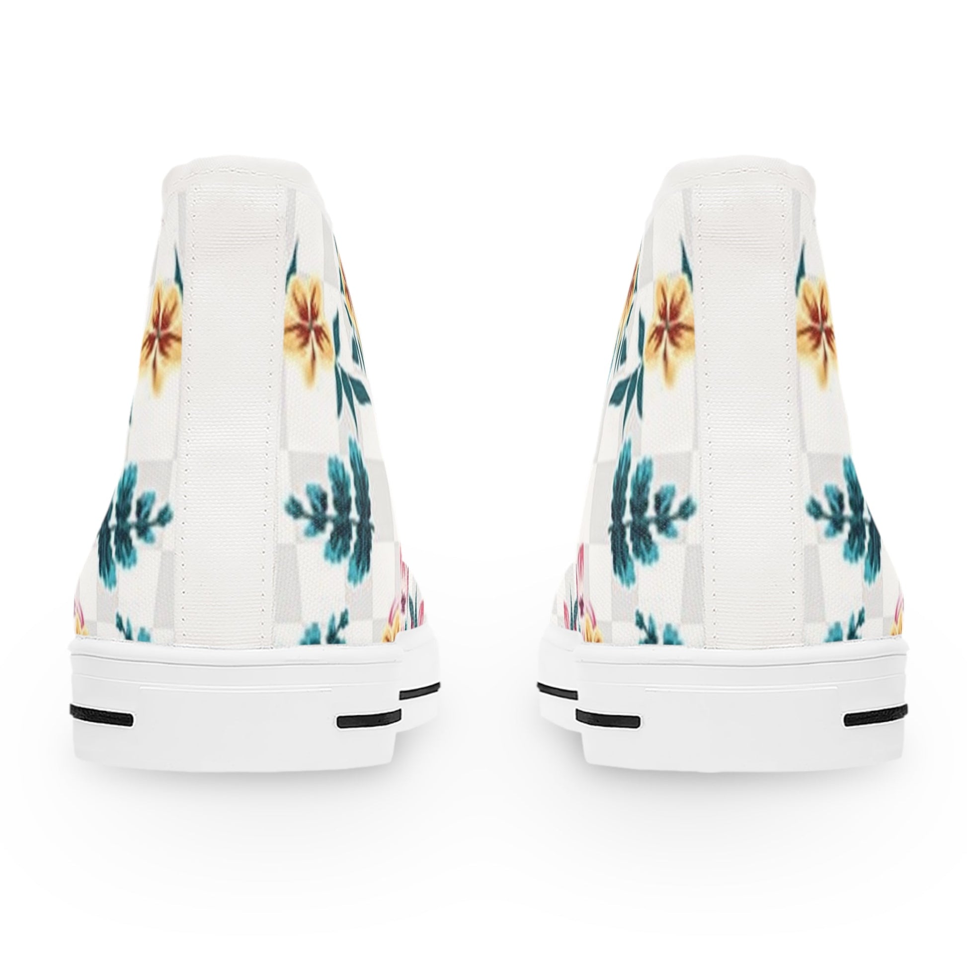 Checkerboard Floral High-Top Sneakers, Artsulli - Art is Long, Life is Short, Shoes, , , , , , , 