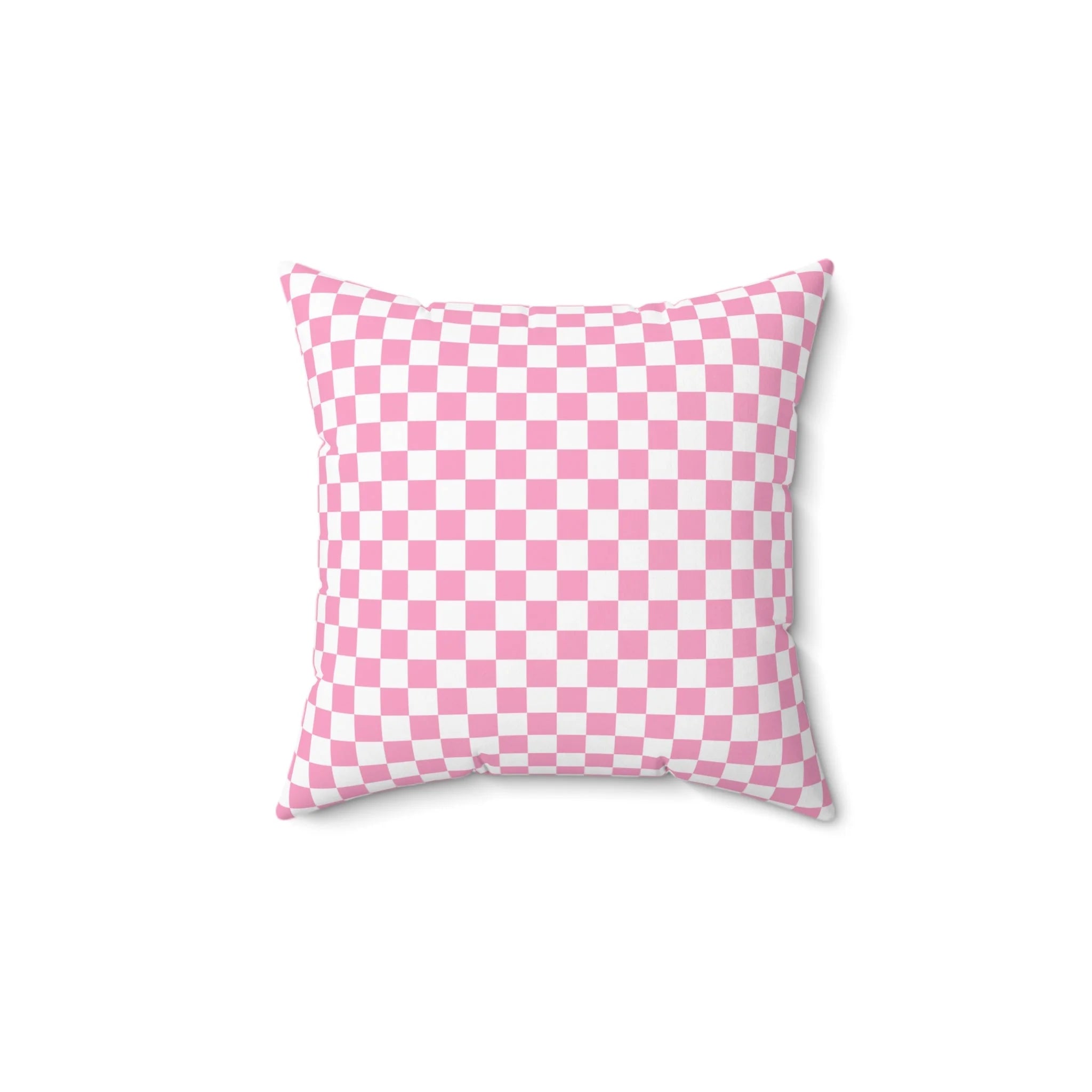 Checkerboard Hot Pink Spun Polyester Square Pillow, Artsulli - Art is Long, Life is Short, Home Decor, Size, 14" × 14", , , , , 25848912124736506195