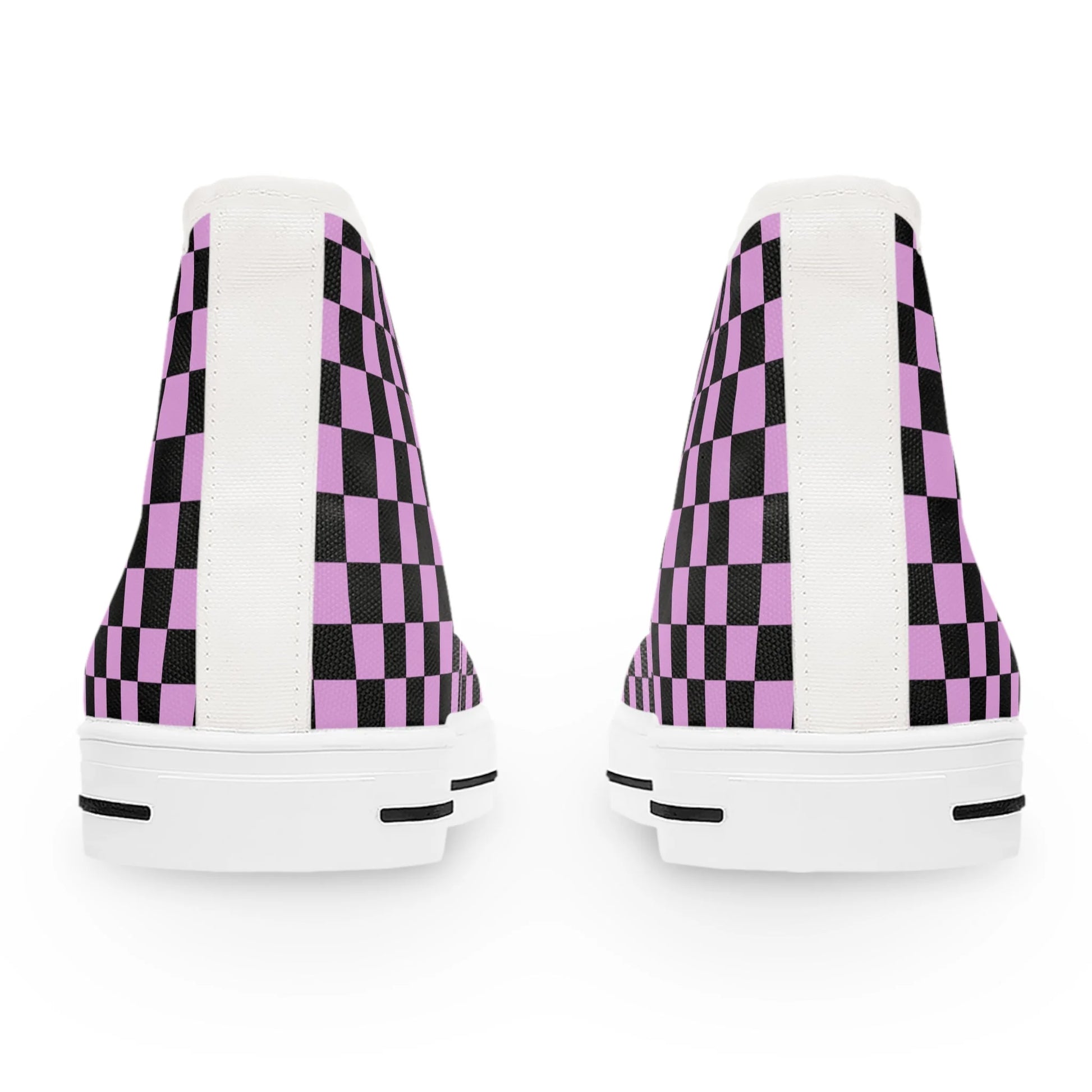 Checkerboard III Purple and Black Women’s High Top Breathable Polyester Canvas Sneakers, Artsulli - Art is Long, Life is Short, Shoes, , , , , , , 