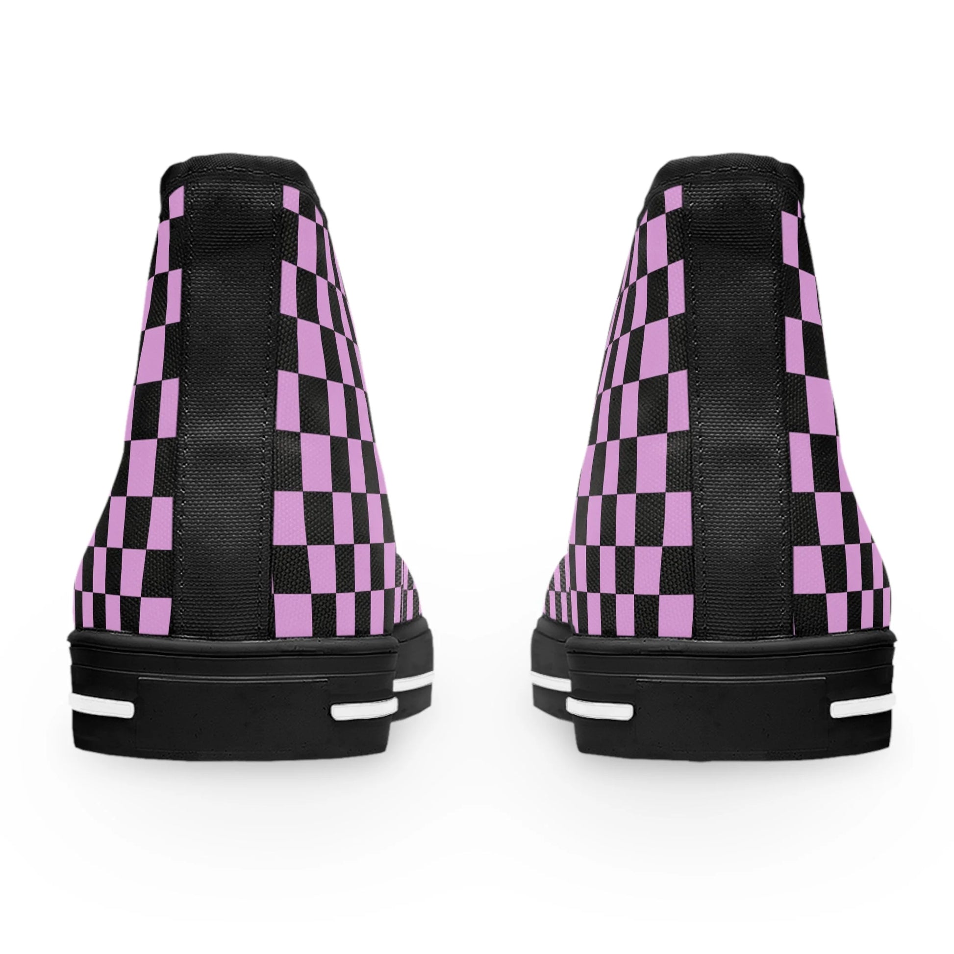 Checkerboard III Purple and Black Women’s High Top Breathable Polyester Canvas Sneakers, Artsulli - Art is Long, Life is Short, Shoes, , , , , , , 