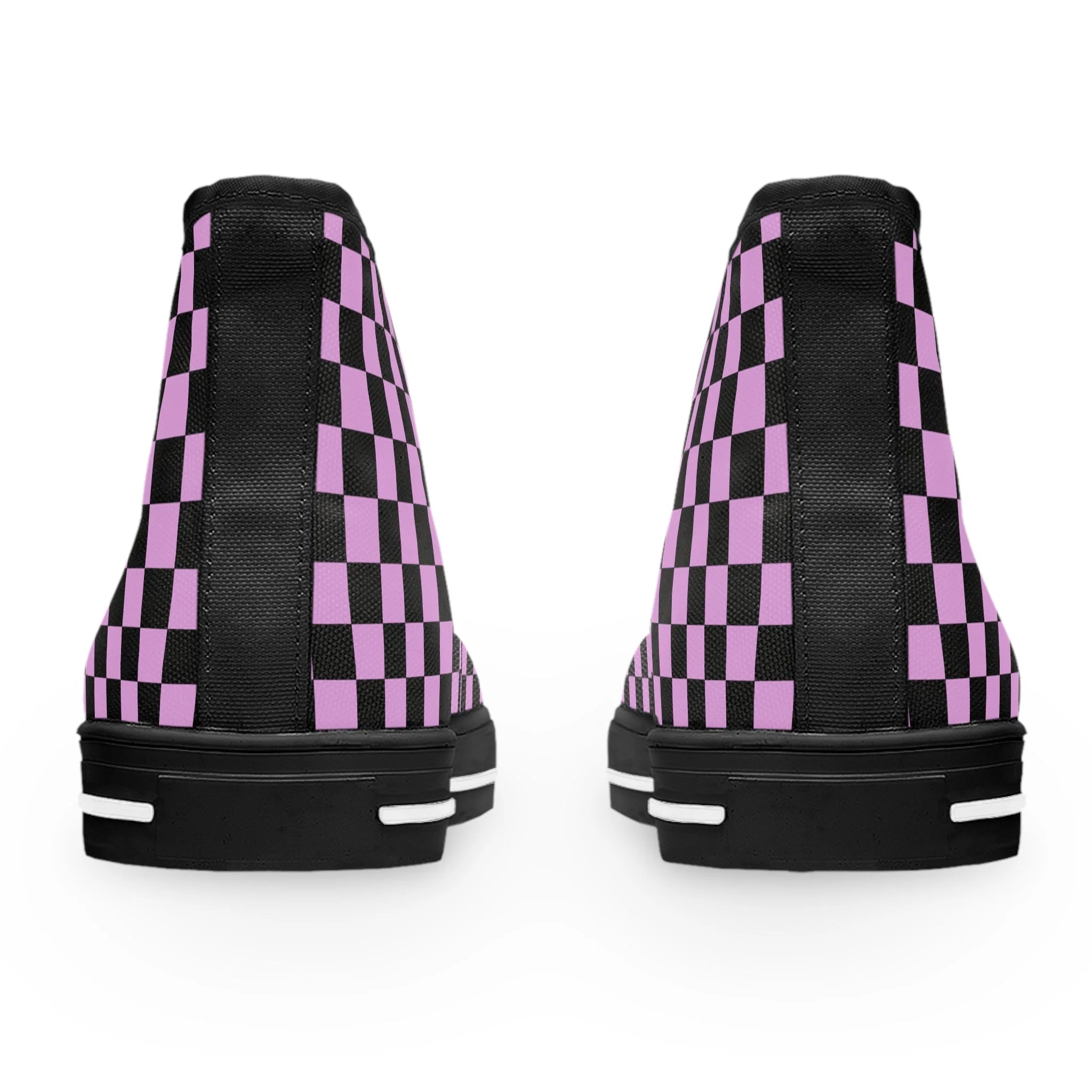 Checkerboard III Purple and Black Women’s High Top Breathable Polyester Canvas Sneakers, Artsulli - Art is Long, Life is Short, Shoes, , , , , , , 
