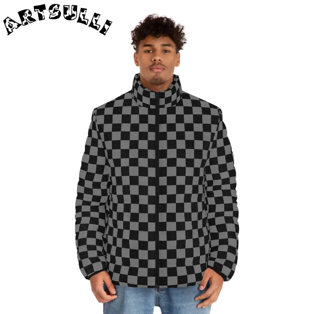 Checkerboard Puffer Jacket Upgrades, Artsulli - Art is Long, Life is Short, All Over Prints, , , , , , , 