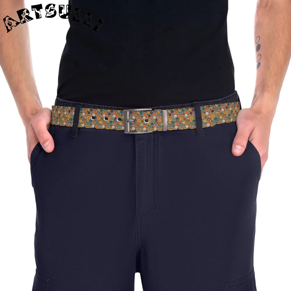 Checkerboard Smiley C4 Custom Belt, Artsulli - Art is Long, Life is Short, Accessories, , , , , , , 