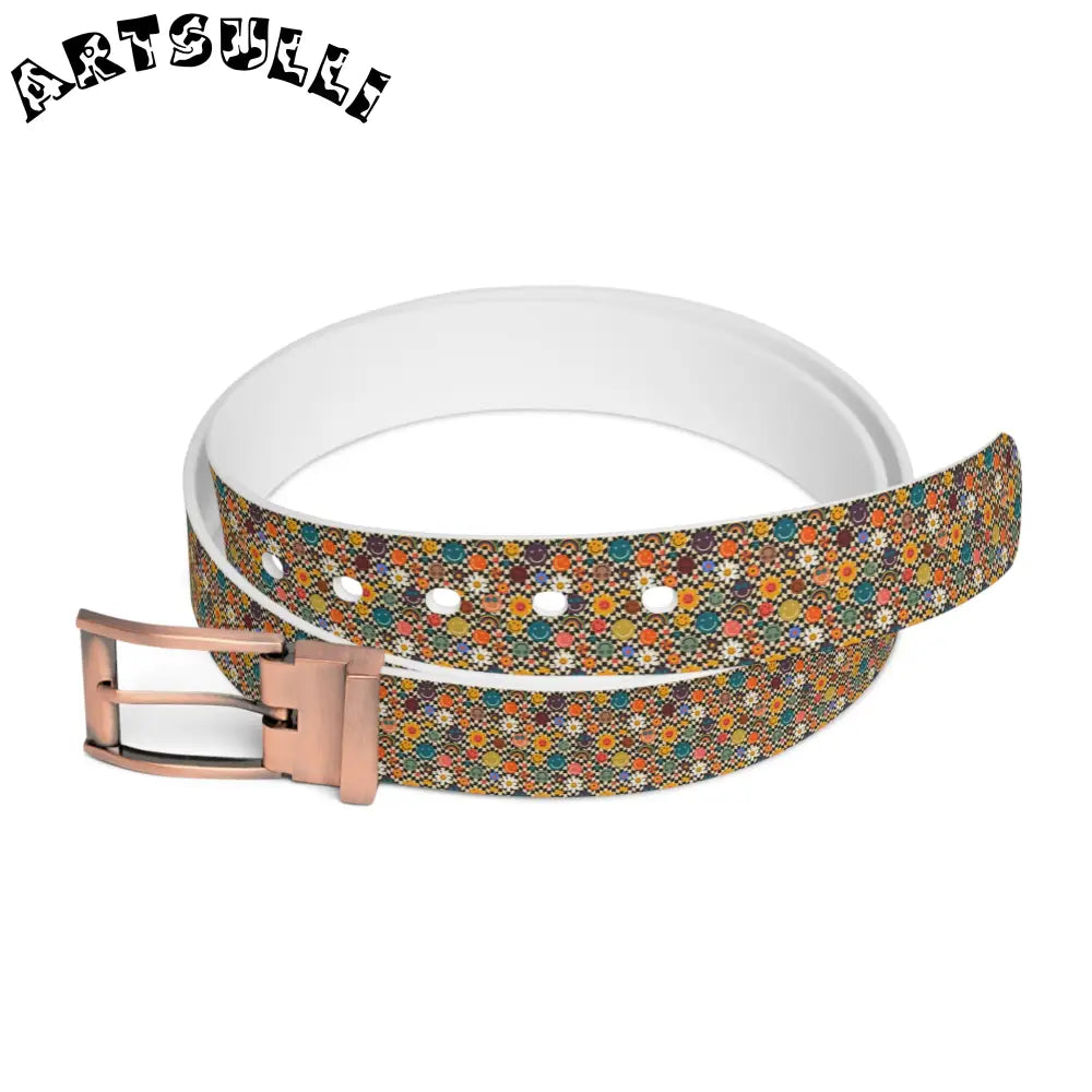 Checkerboard Smiley C4 Custom Belt, Artsulli - Art is Long, Life is Short, Accessories, Material, Bronze Metal, Size, 50'', , , 30801354193311563542