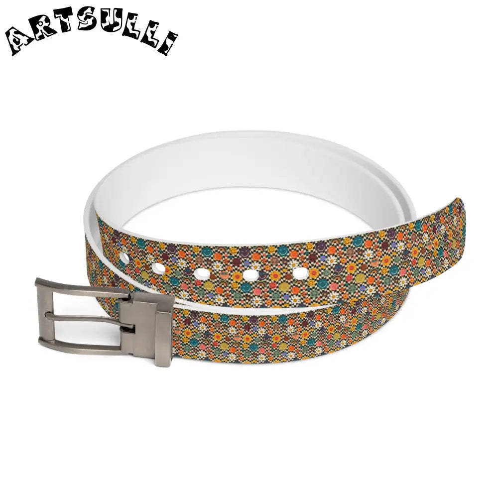 Checkerboard Smiley C4 Custom Belt, Artsulli - Art is Long, Life is Short, Accessories, Material, Gun Metal, Size, 50'', , , 13991548555623777931