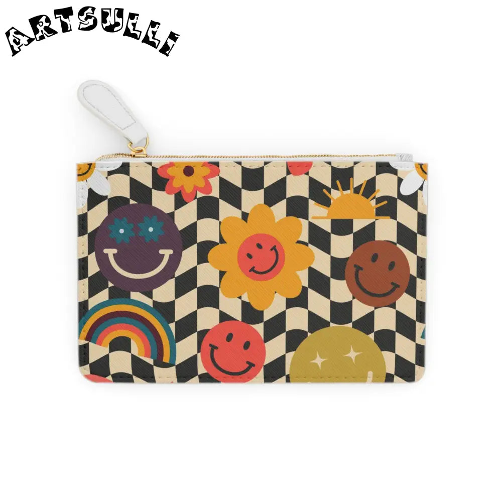 Checkerboard Smiley Personalized Clutch Bag, Artsulli - Art is Long, Life is Short, Bags, , , , , , , 