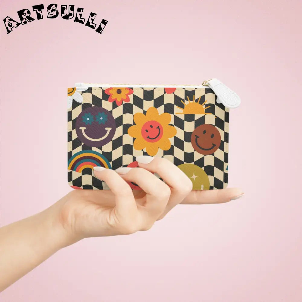 Checkerboard Smiley Personalized Clutch Bag, Artsulli - Art is Long, Life is Short, Bags, , , , , , , 