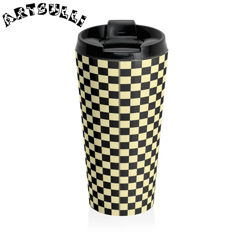 Checkerboard Stainless Steel Mug, Artsulli - Art is Long, Life is Short, Mug, , , , , , , 