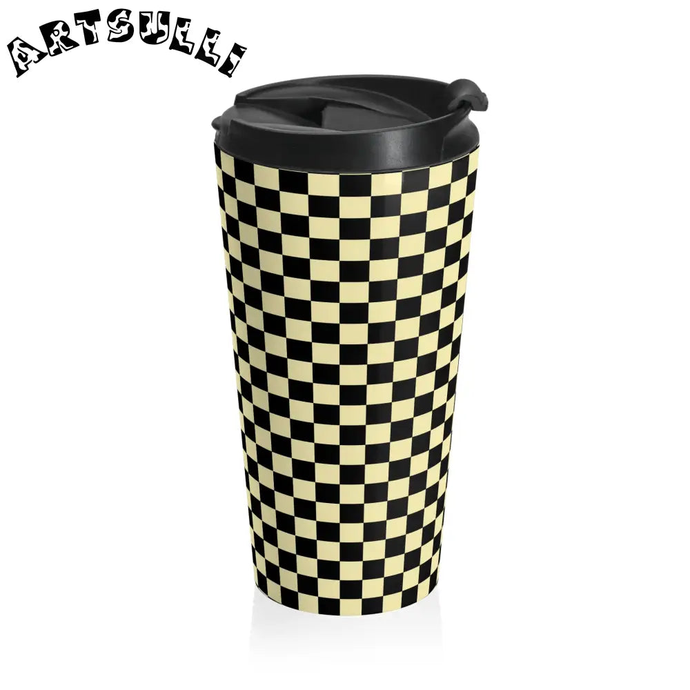 Checkerboard Stainless Steel Mug, Artsulli - Art is Long, Life is Short, Mug, , , , , , , 
