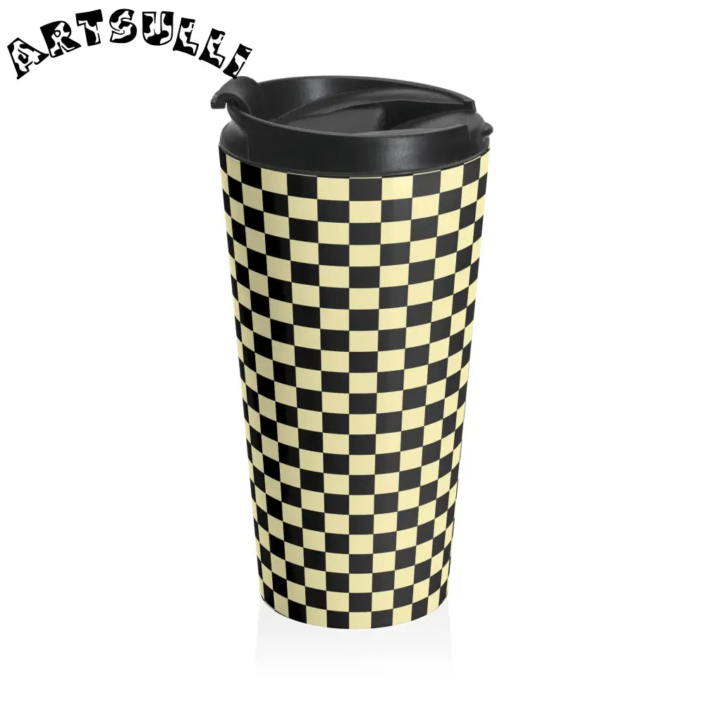 Checkerboard Stainless Steel Mug, Artsulli - Art is Long, Life is Short, Mug, , , , , , , 