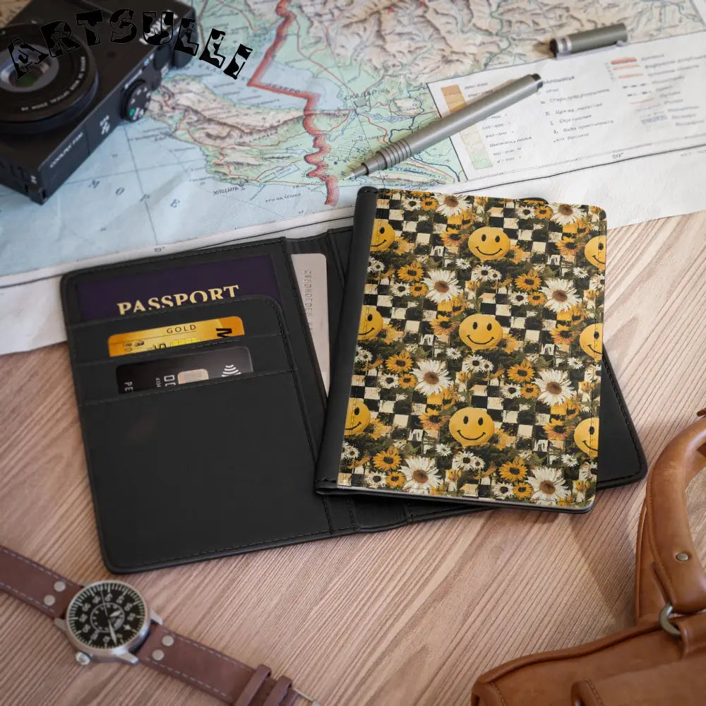 Checkerboard Sunflower Perfect Traveling Companion Passport Cover, Artsulli - Art is Long, Life is Short, Accessories, , , , , , , 