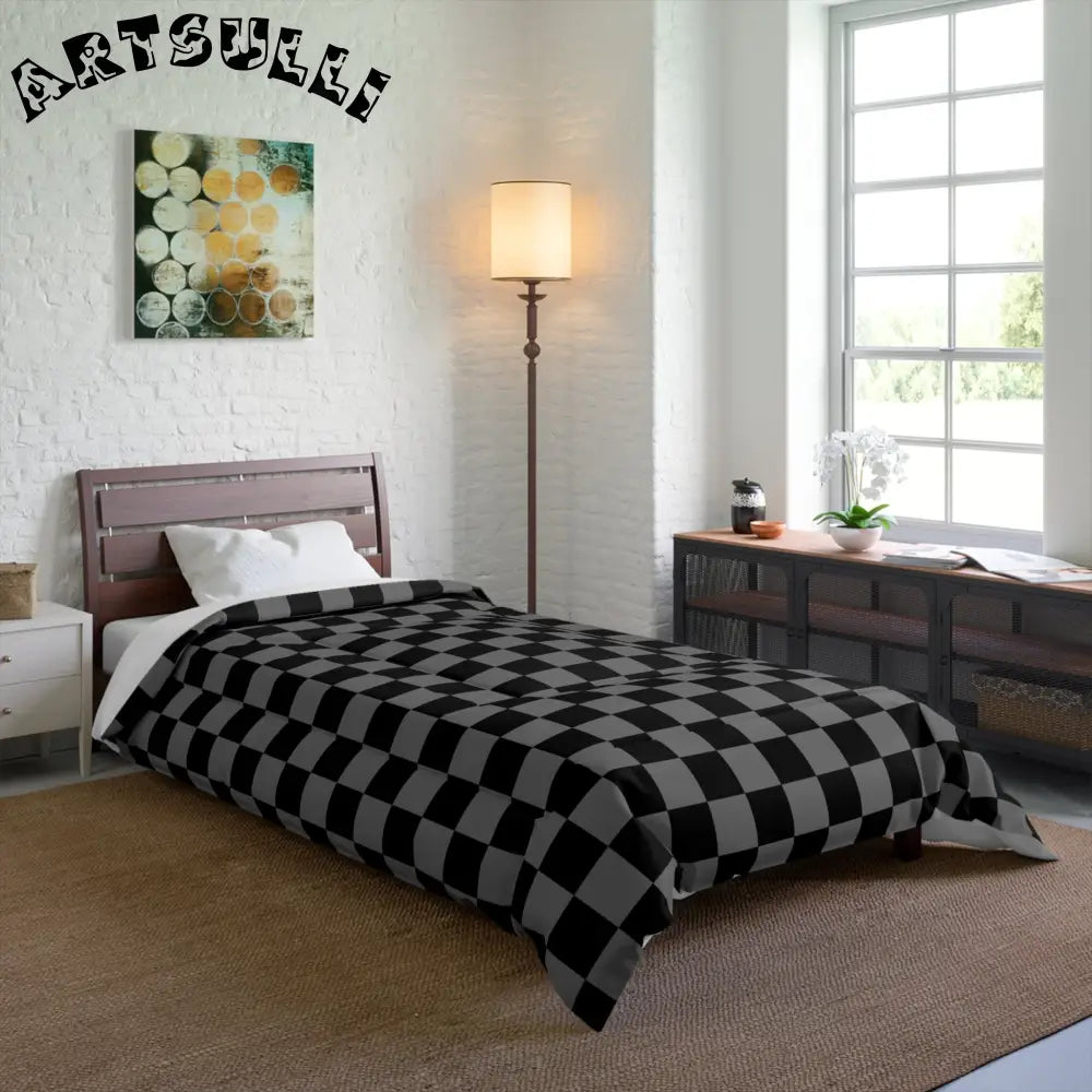 Checkerboard Void Surfer Comforter, Artsulli - Art is Long, Life is Short, Home Decor, , , , , , , 