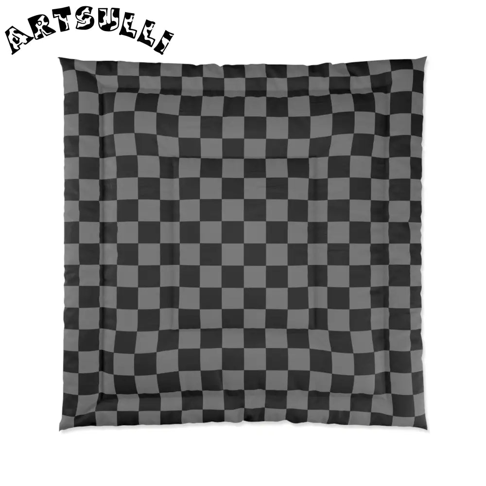 Checkerboard Void Surfer Comforter, Artsulli - Art is Long, Life is Short, Home Decor, Size, 88" × 88", , , , , 10404236806310929033
