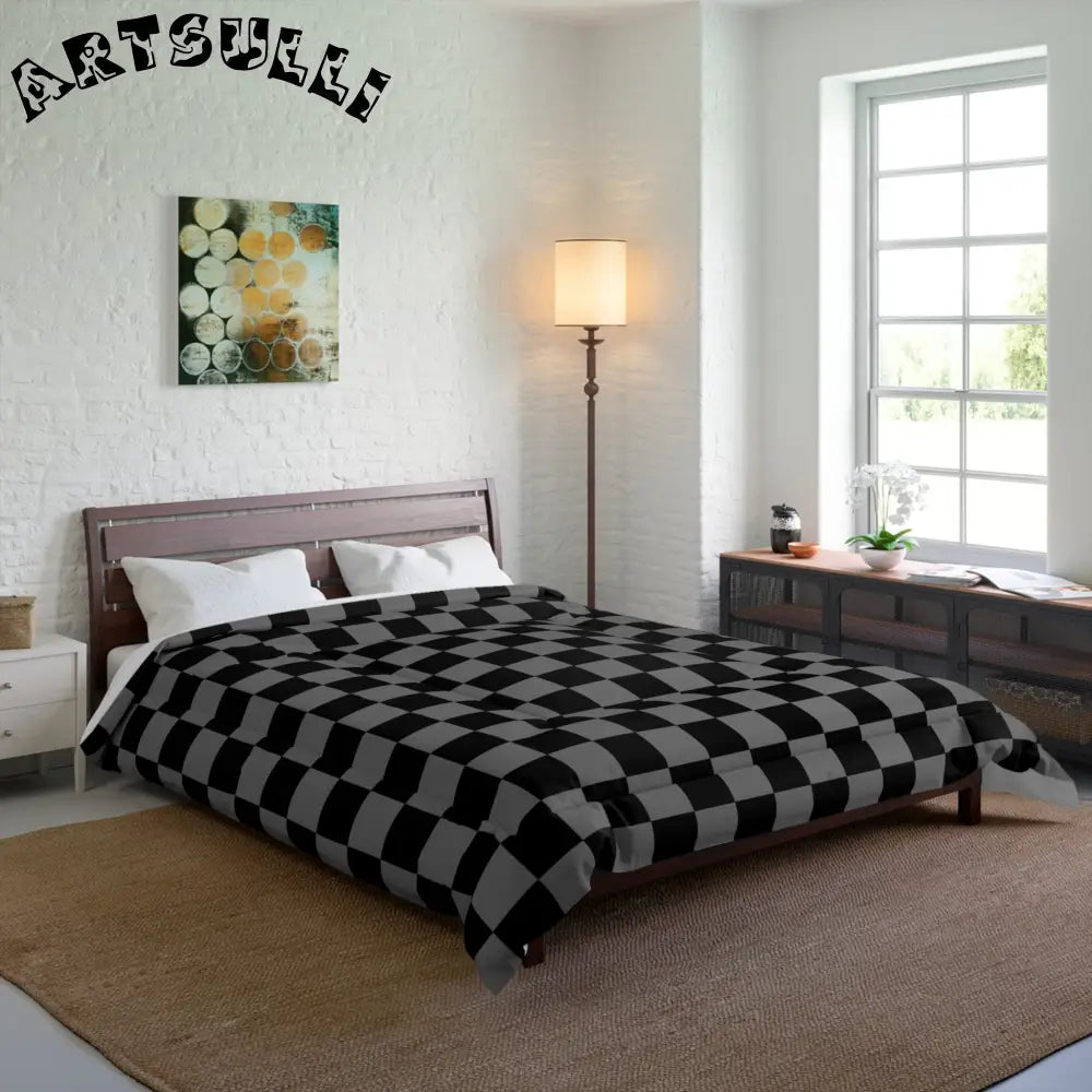 Checkerboard Void Surfer Comforter, Artsulli - Art is Long, Life is Short, Home Decor, , , , , , , 
