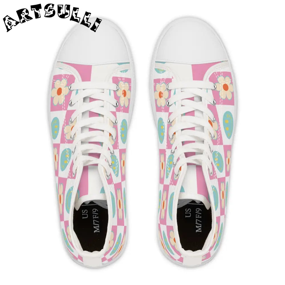 Checkerboard Women's High Breathable Polyester Canvas Sneakers, Artsulli - Art is Long, Life is Short, Shoes, , , , , , , 