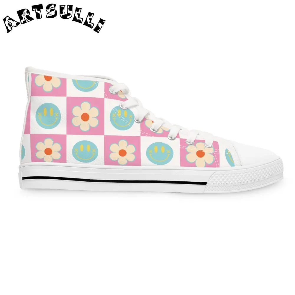 Checkerboard Women's High Breathable Polyester Canvas Sneakers, Artsulli - Art is Long, Life is Short, Shoes, , , , , , , 