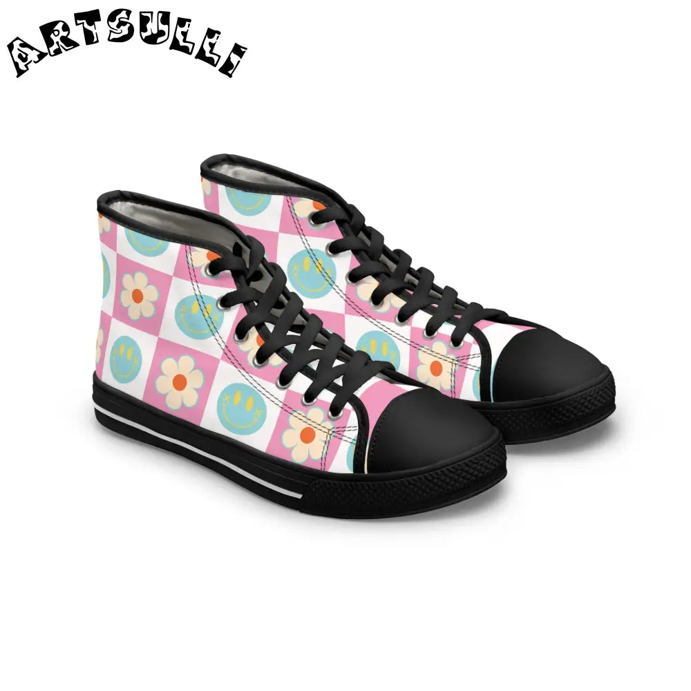 Checkerboard Women's High Breathable Polyester Canvas Sneakers, Artsulli - Art is Long, Life is Short, Shoes, Size, US 5.5, Color, Black sole, , , 32918345585890823670