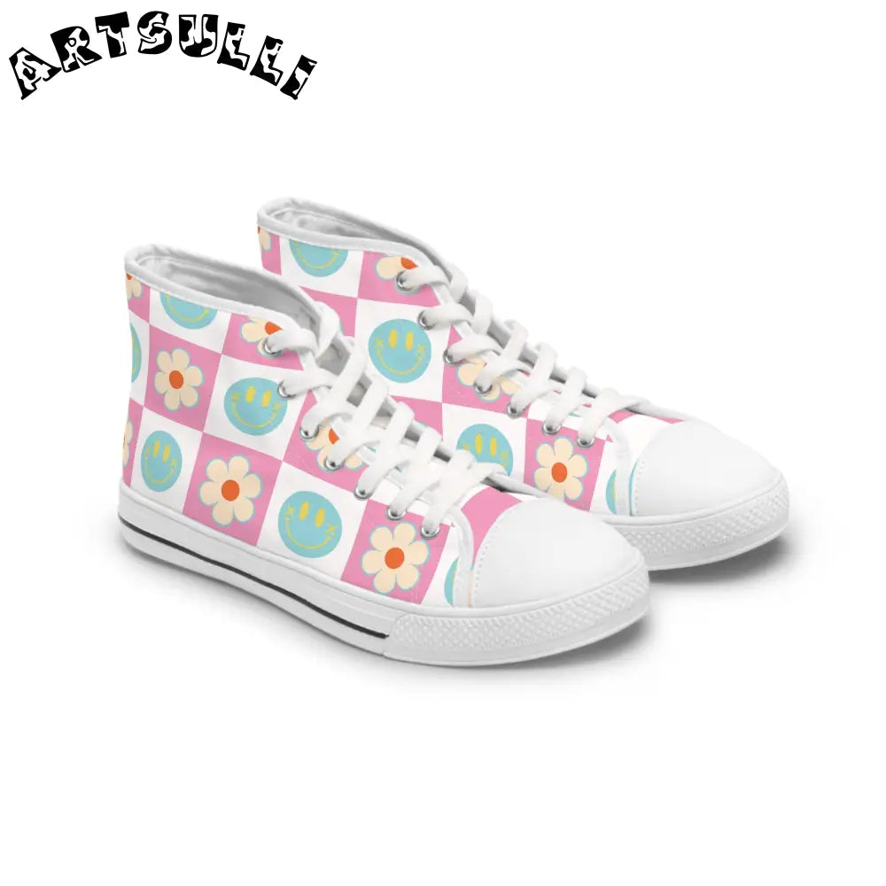 Checkerboard Women's High Breathable Polyester Canvas Sneakers, Artsulli - Art is Long, Life is Short, Shoes, Size, US 5.5, Color, White sole, , , 14829837125179399313